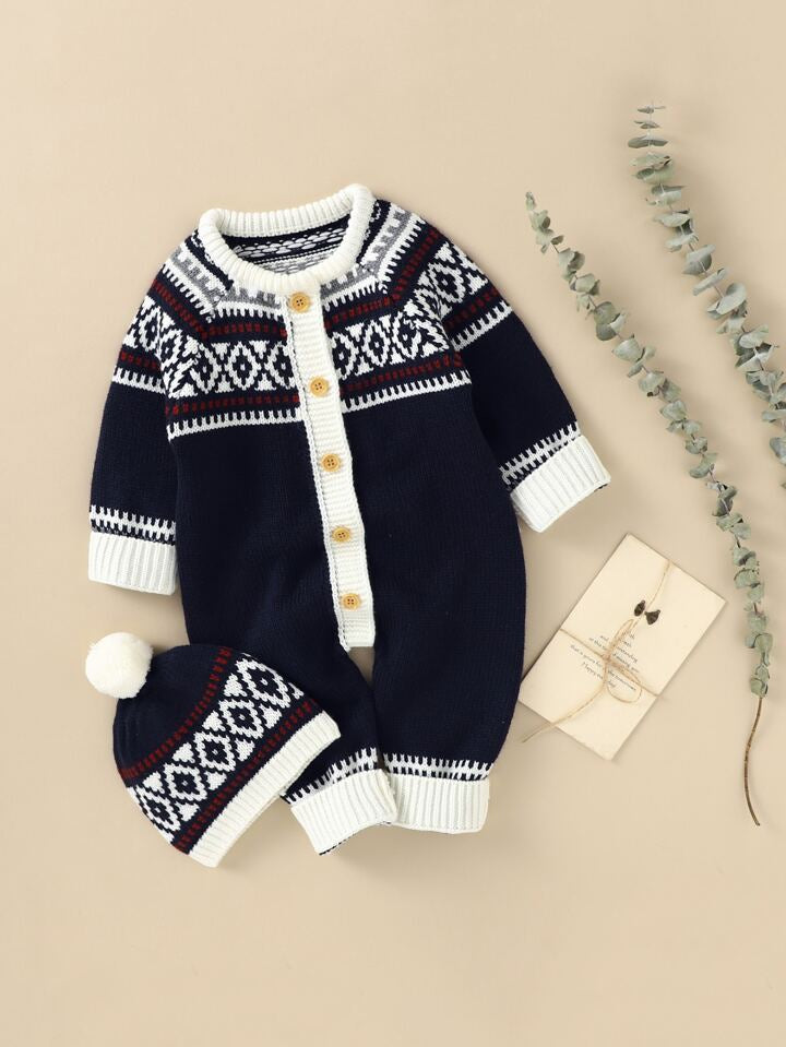 Premium Baby Wool Romper - Pattern Theme - IMPORTED