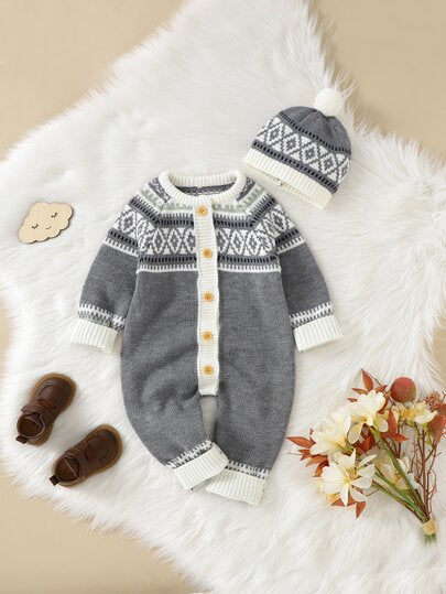 Premium Baby Wool Romper - Pattern Theme - IMPORTED