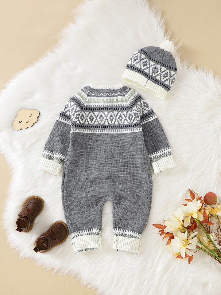 Premium Baby Wool Romper - Pattern Theme - IMPORTED