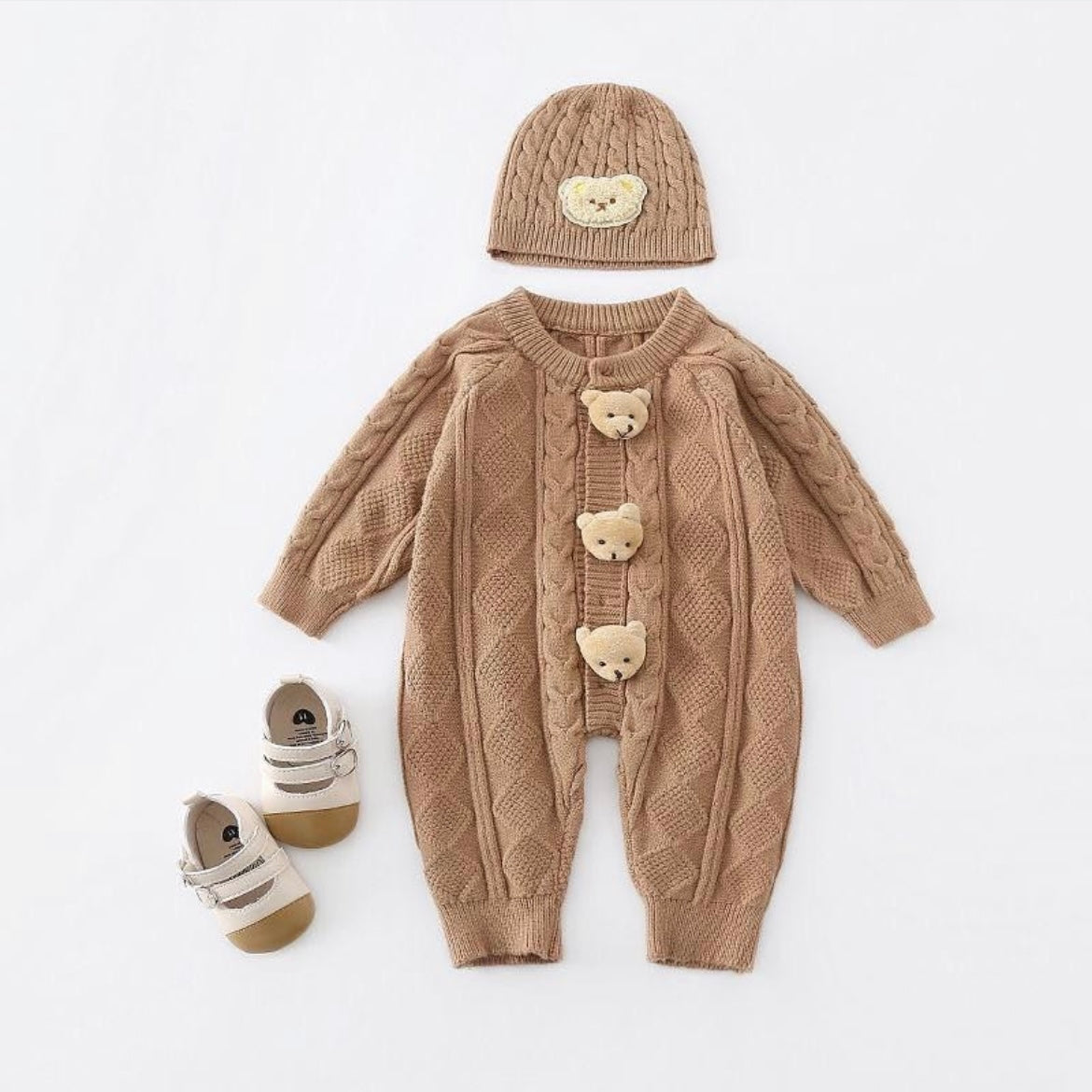 Premium Baby Wool Romper with 3D Separate Bear studs- IMPORTED