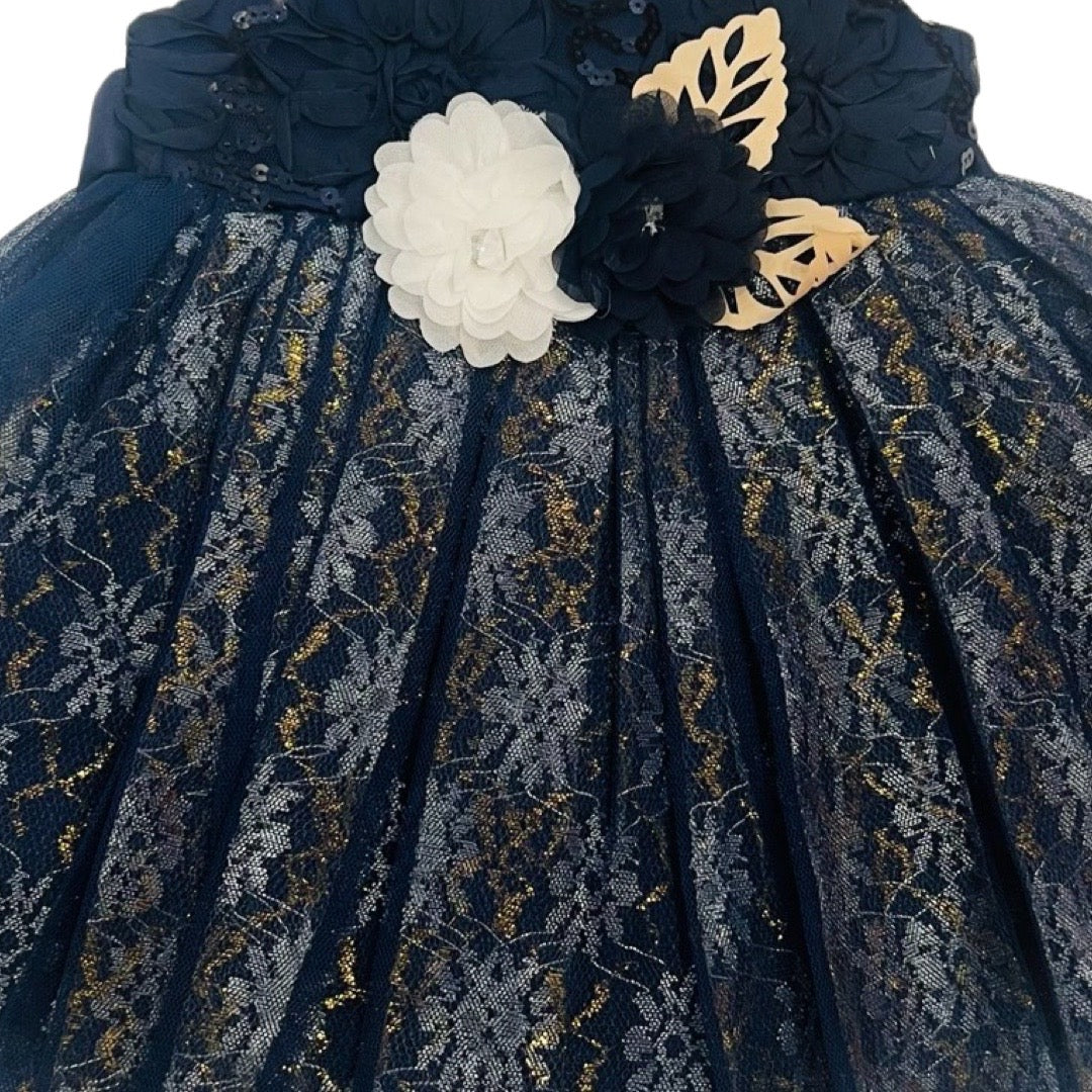 Baby Floral Frock- Blue -IMPORTED