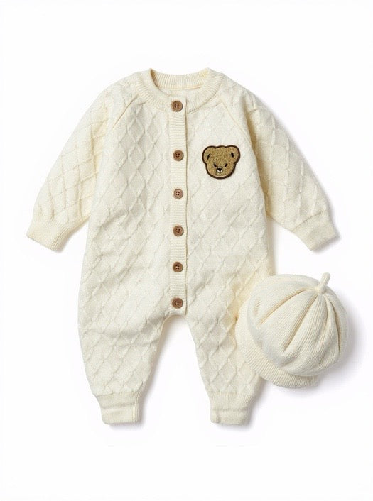 Baby Wool Bear Romper with Hat - IMPORTED