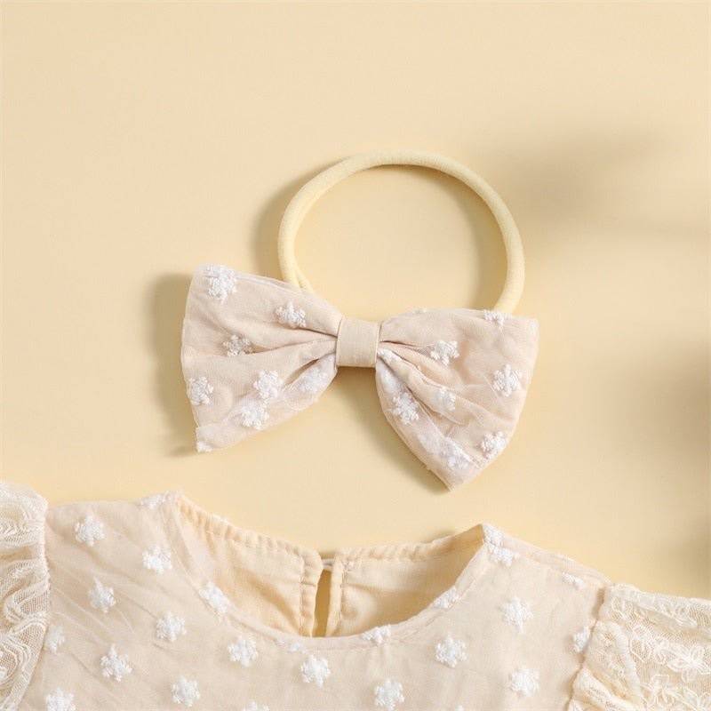 Infant 2Pc Lace Tie-up Daisy Mesh Dress