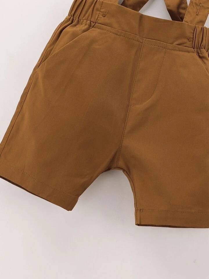 Baby Boy Leopard Shirt & Suspender Shorts