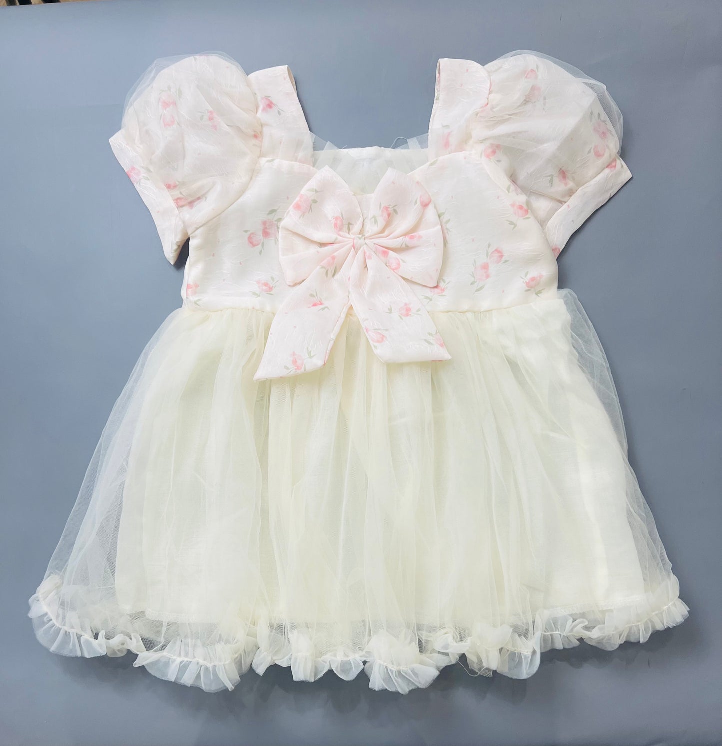 Premium Baby Tie Theme Floral Frock - Pink