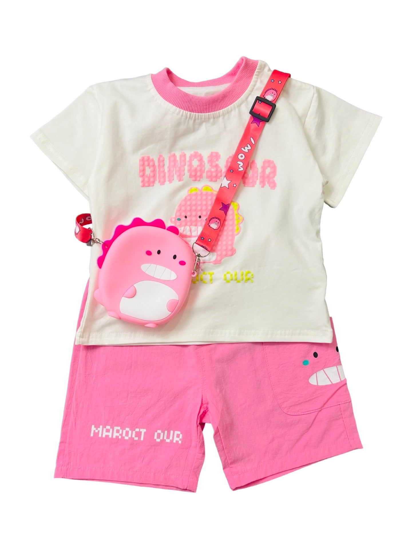 Baby Dino Theme Suit Set - Pink - IMPORTED