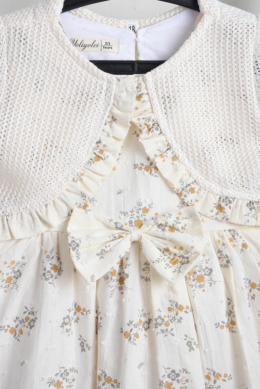 Tie Theme Baby Frock Set with WaistCoat- IMPORTED