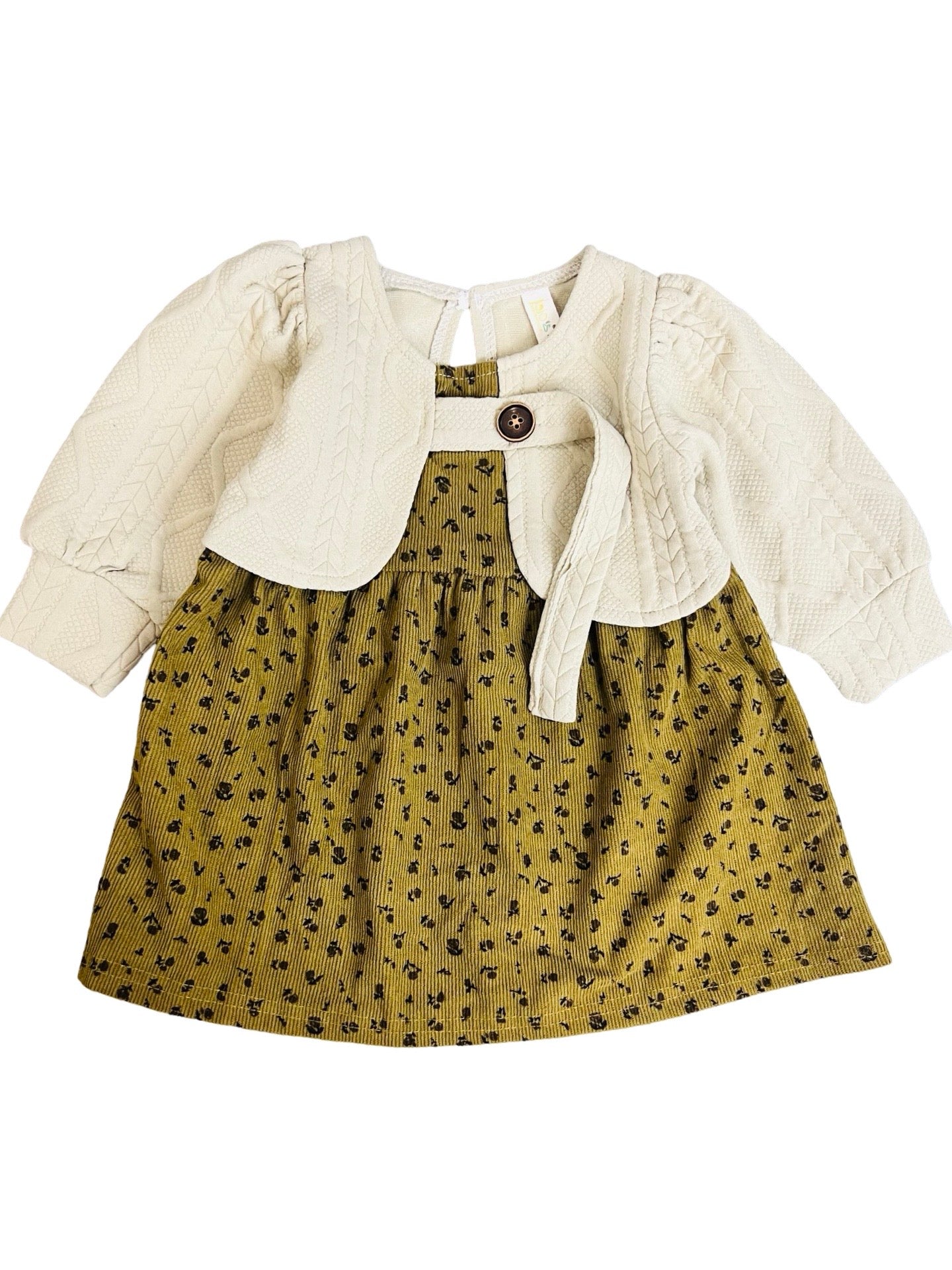 Baby Floral Frock with WaistCoat- IMPORTED