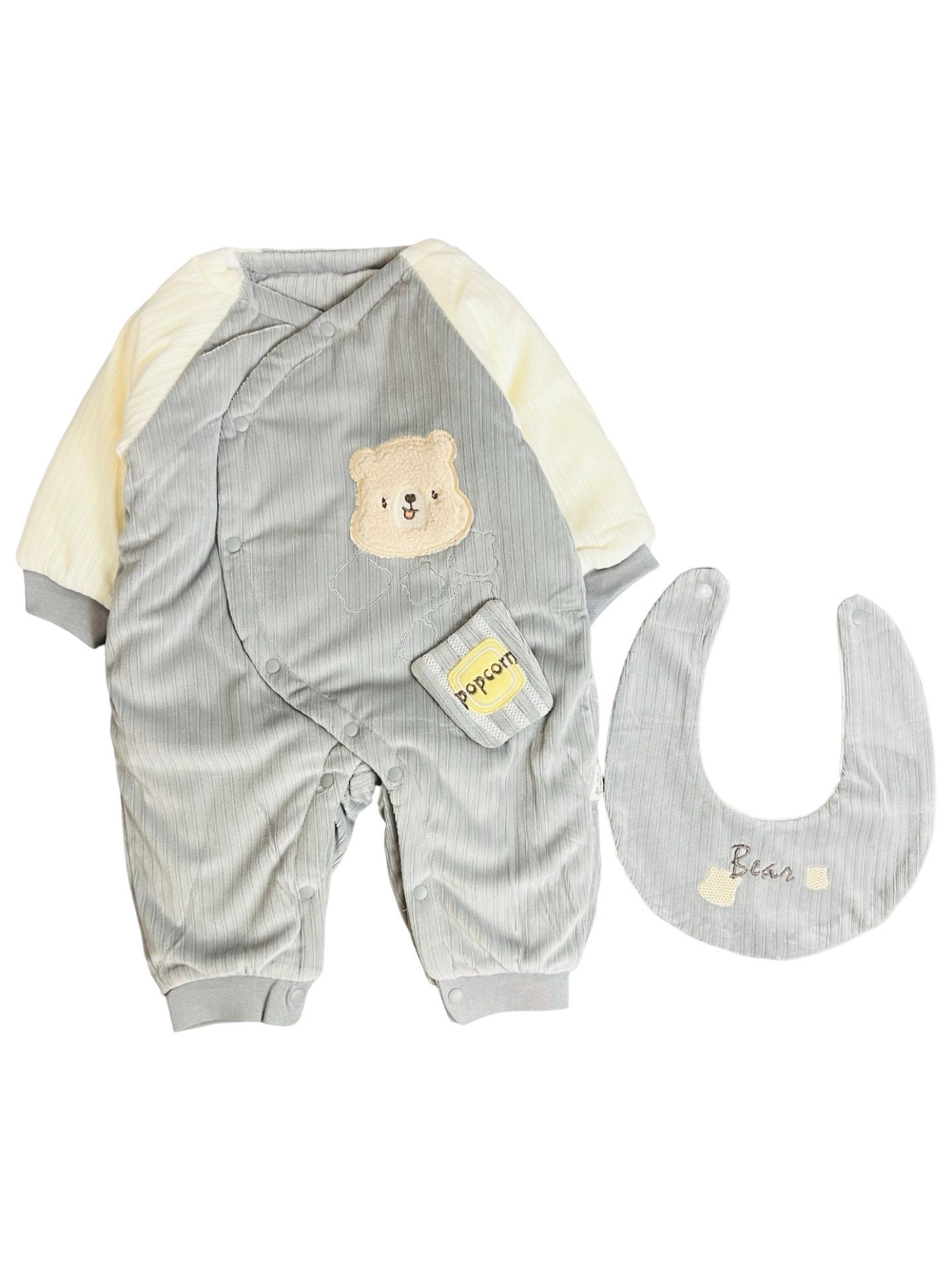 Baby Bear Pop Corn Theme Puffer Romper -IMPORTED