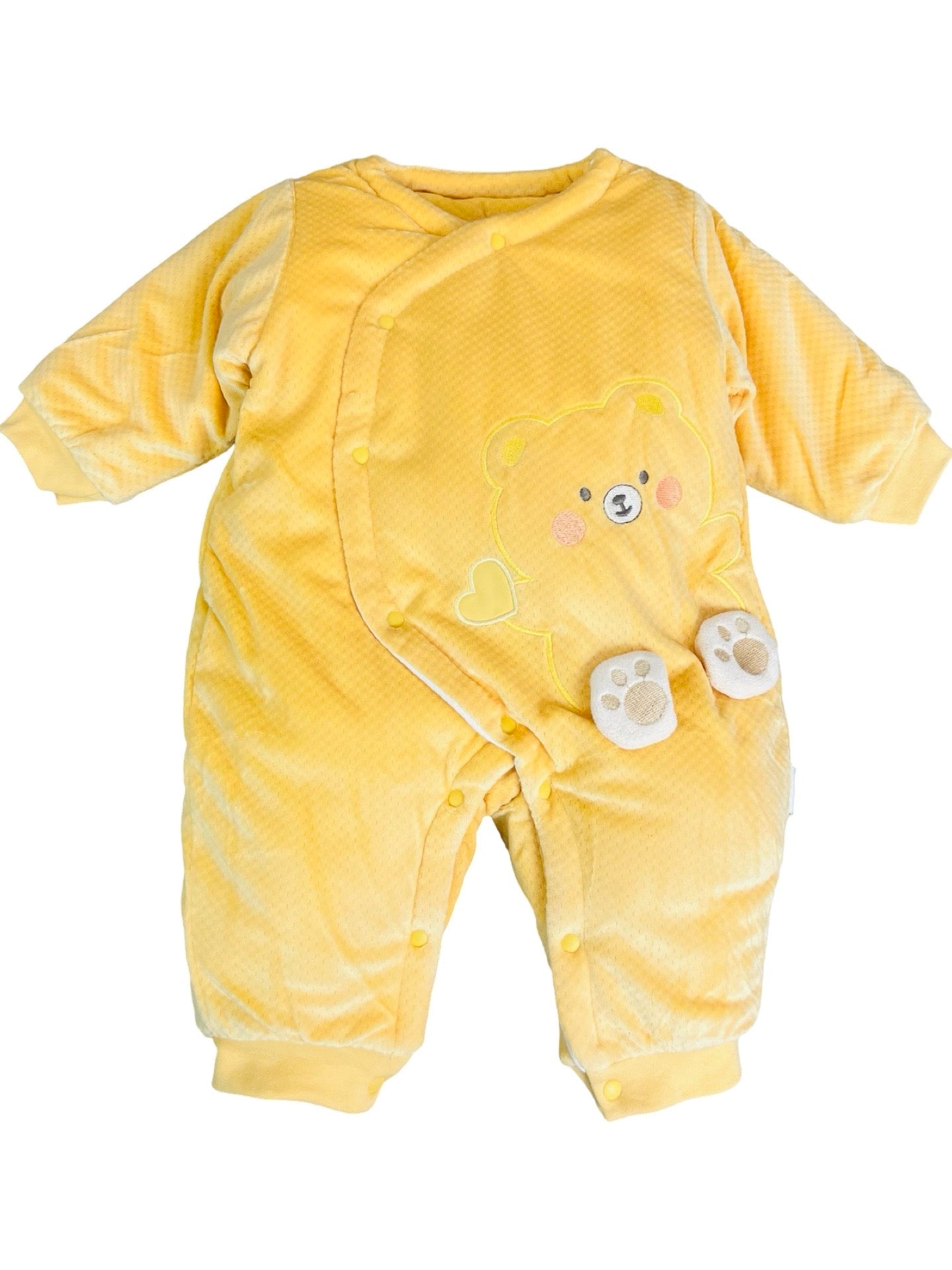 Baby Bear Puffer Romper with Bib - Imported