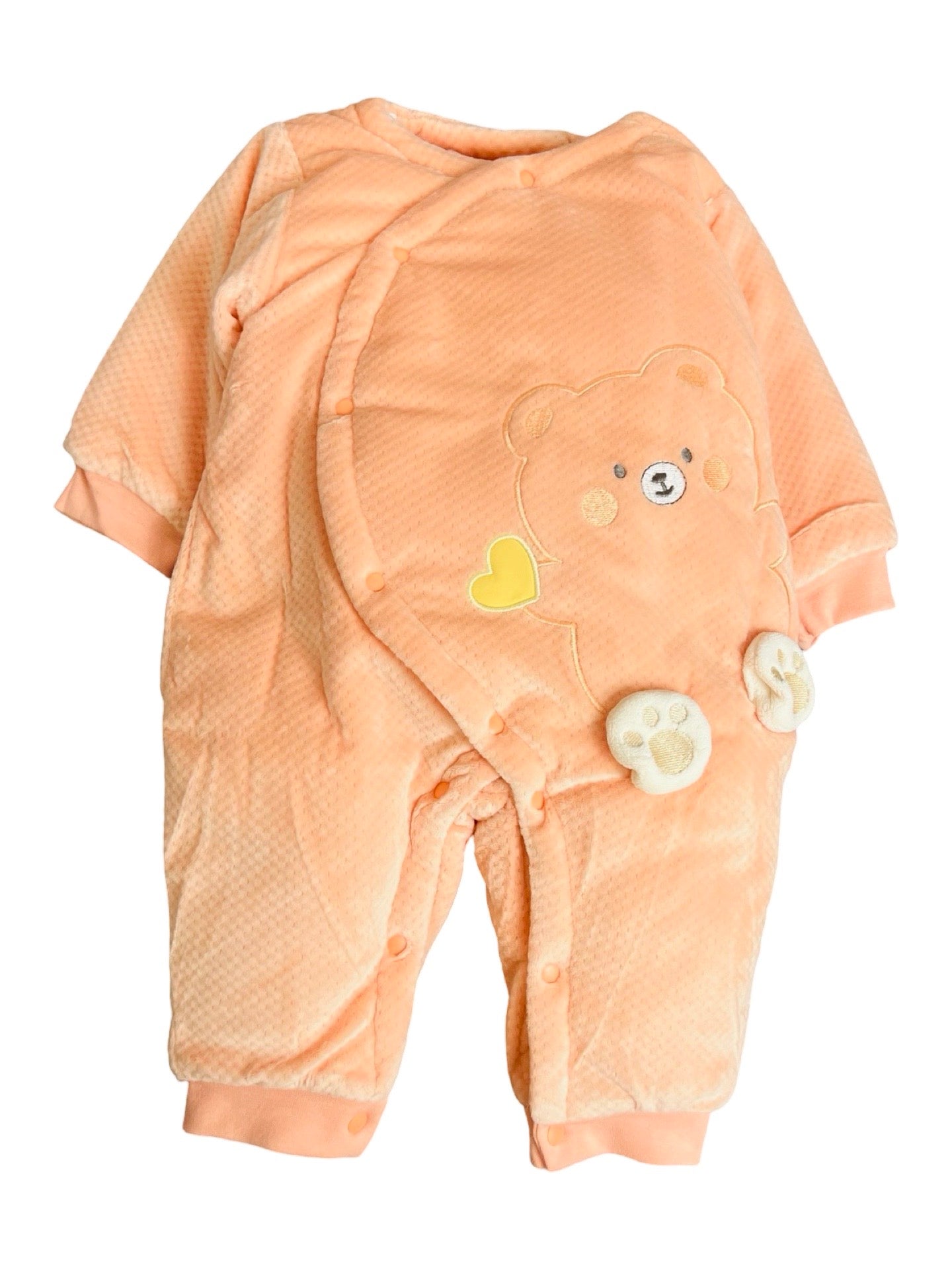 Baby Bear Puffer Romper with Bib - Imported