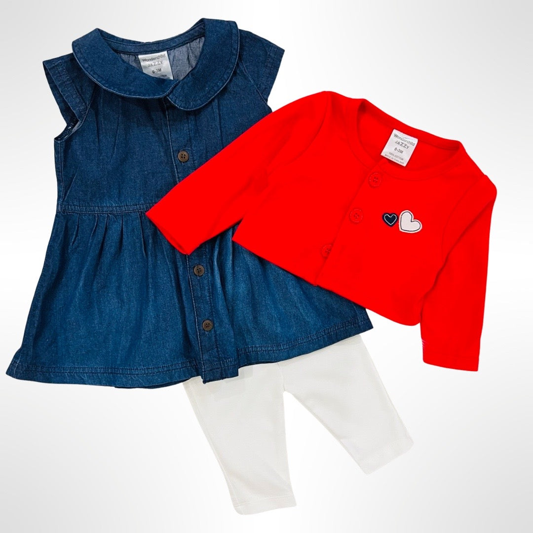Baby Suit- Heart Theme- 3 Piece- Imported made in Thailand