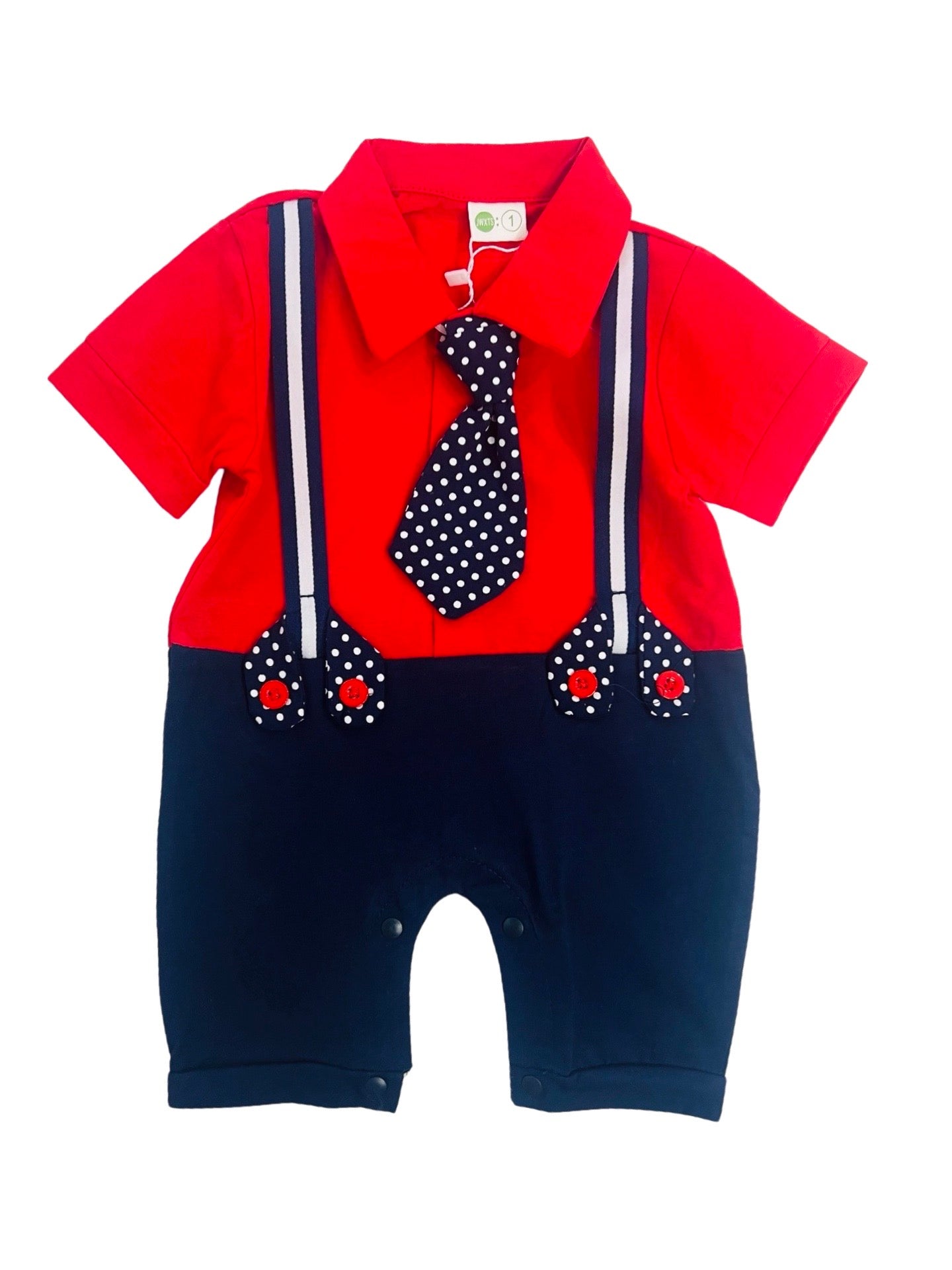 Baby Romper with Tie - Red - IMPORTED