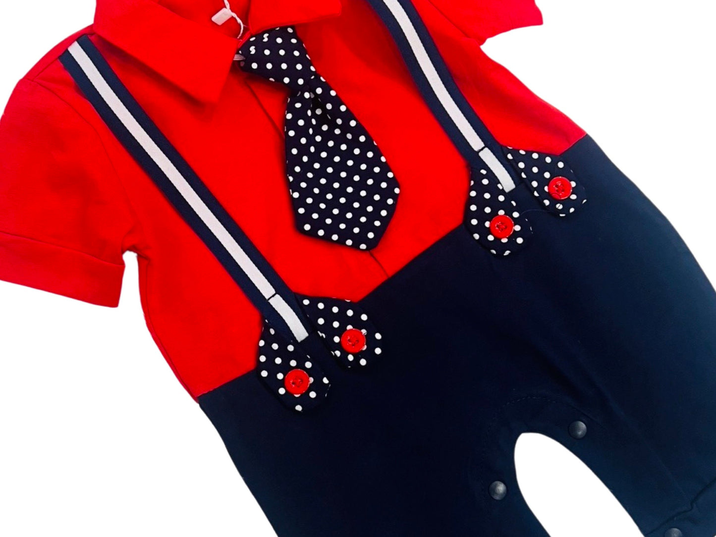 Baby Romper with Tie - Red - IMPORTED