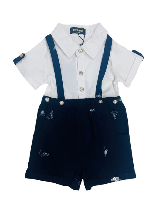 Baby Romper With Tie - Bird Theme- IMPORTED