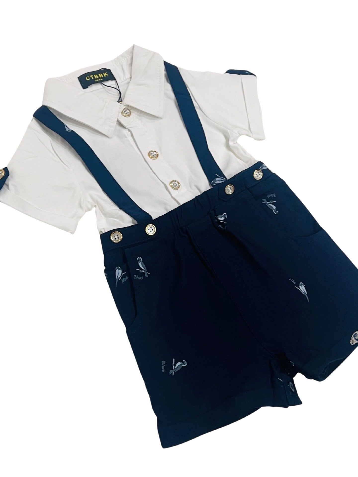 Baby Romper With Tie - Bird Theme- IMPORTED