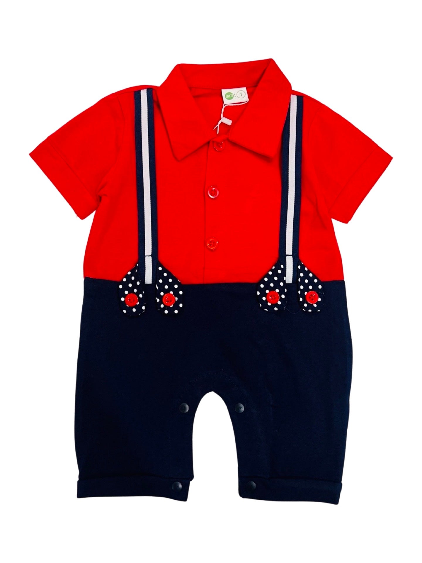 Baby Romper with Tie - Red - IMPORTED