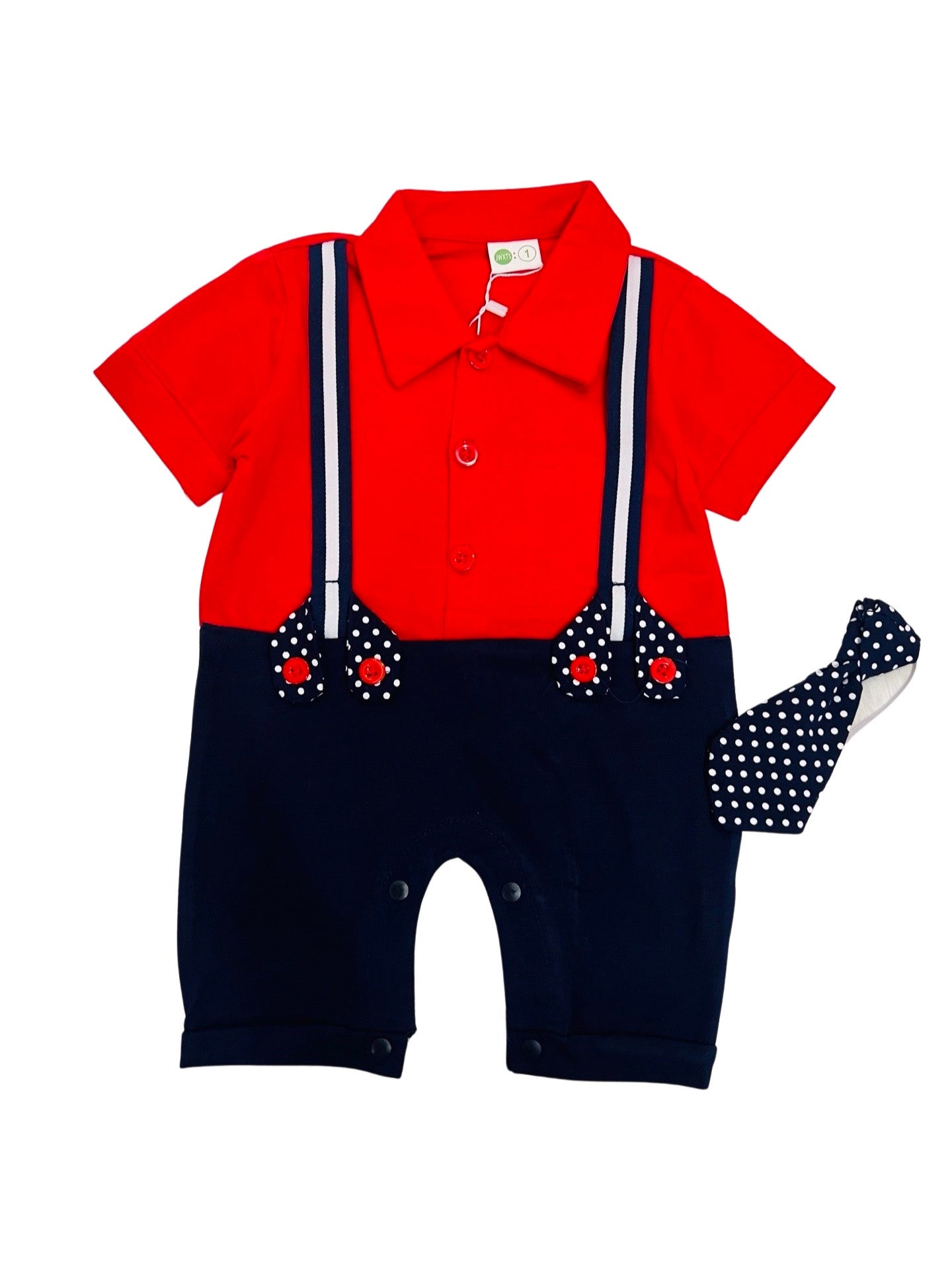 Baby Romper with Tie - Red - IMPORTED