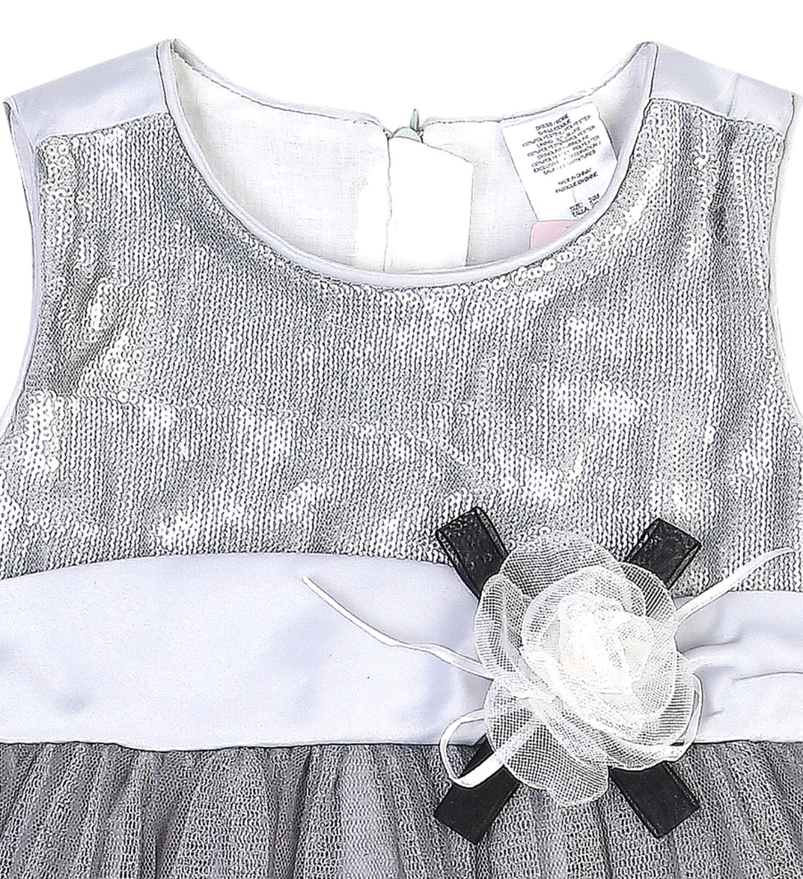 Baby Floral Frock- Grey - IMPORTED