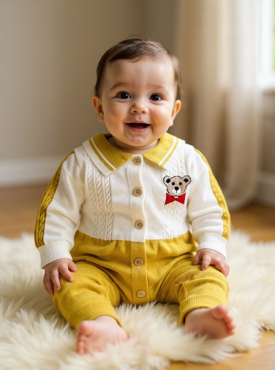 Premium Baby Wool Romper- Bear Theme