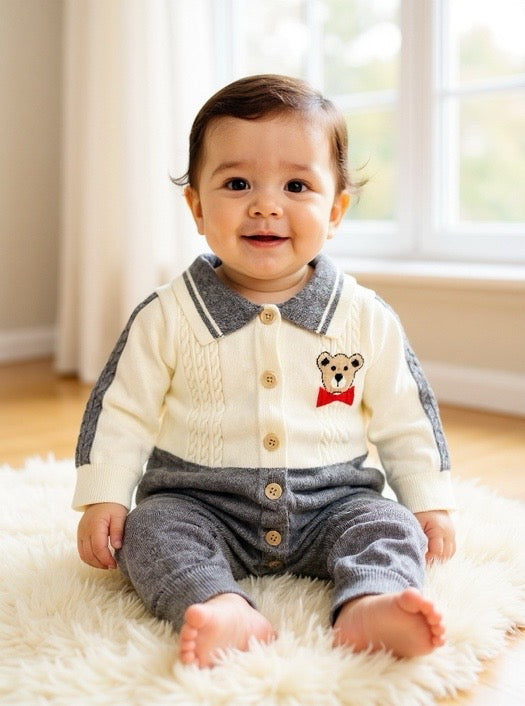 Premium Baby Wool Romper- Bear Theme