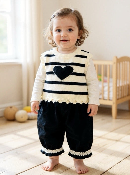 Baby Heart Theme Sweater3 PC Suit Set- IMPORTED