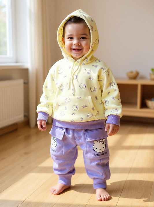 Baby Fleece Kitten Theme Suit Set - IMPORTED