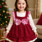 Baby Velvet Solid Frock With Bag - IMPORTED