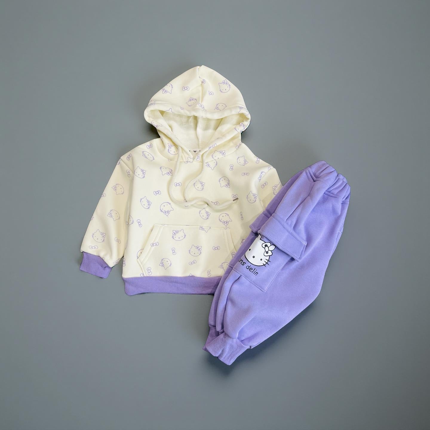 Baby Fleece Kitten Theme Suit Set - IMPORTED