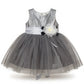 Baby Floral Frock- Grey - IMPORTED