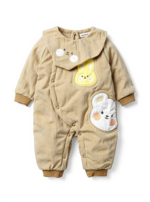 Baby Bunny Puffer Rompers with Bib  - IMPORTED