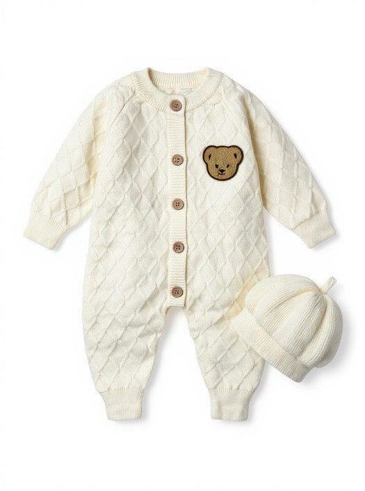 Baby Wool Bear Romper with Hat  - IMPORTED