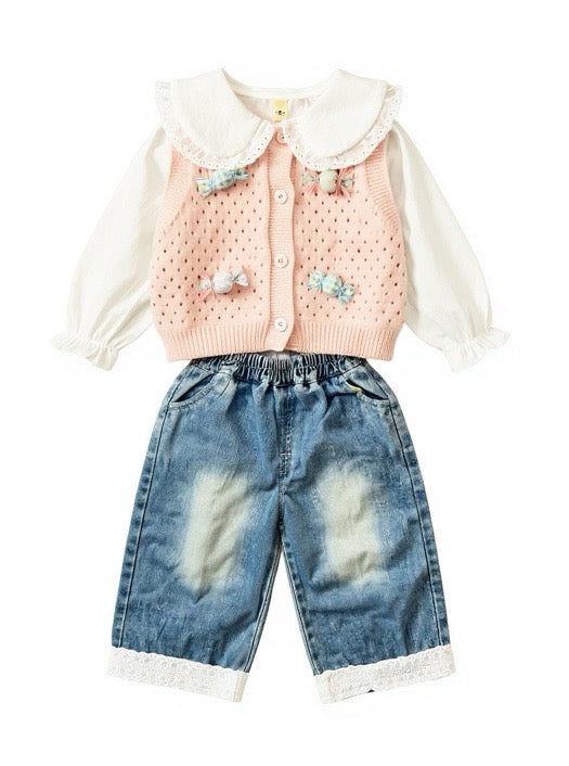 Baby Candy Theme Sweater Set (3PC)- IMPORTED