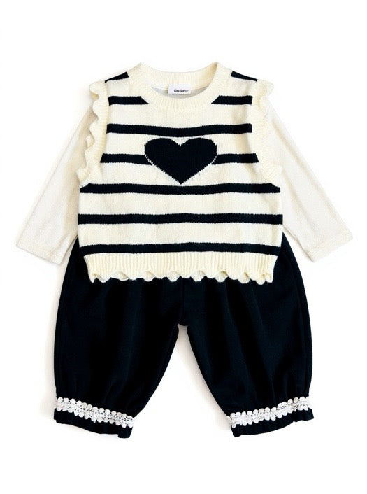 Baby Heart Theme Sweater3 PC Suit Set- IMPORTED