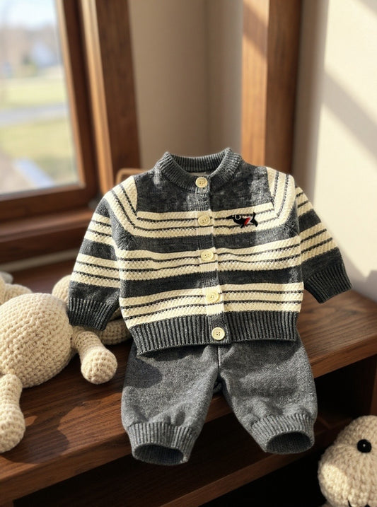 Baby Wool Suit Set Grey- IMPORTED