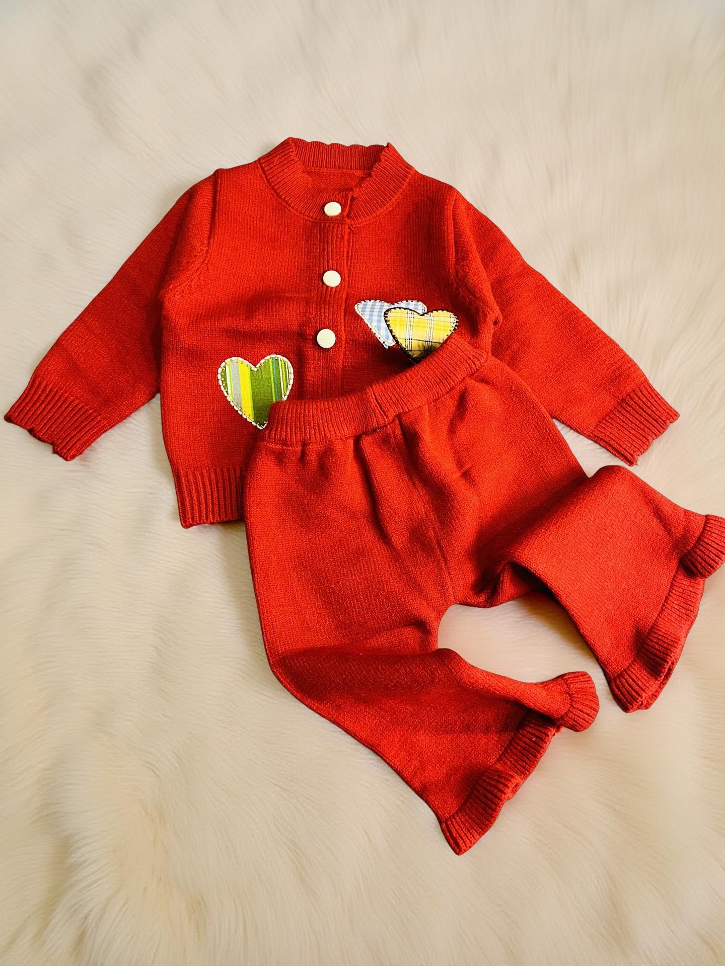 Baby Wool Suit Set Heart Theme - IMPORTED