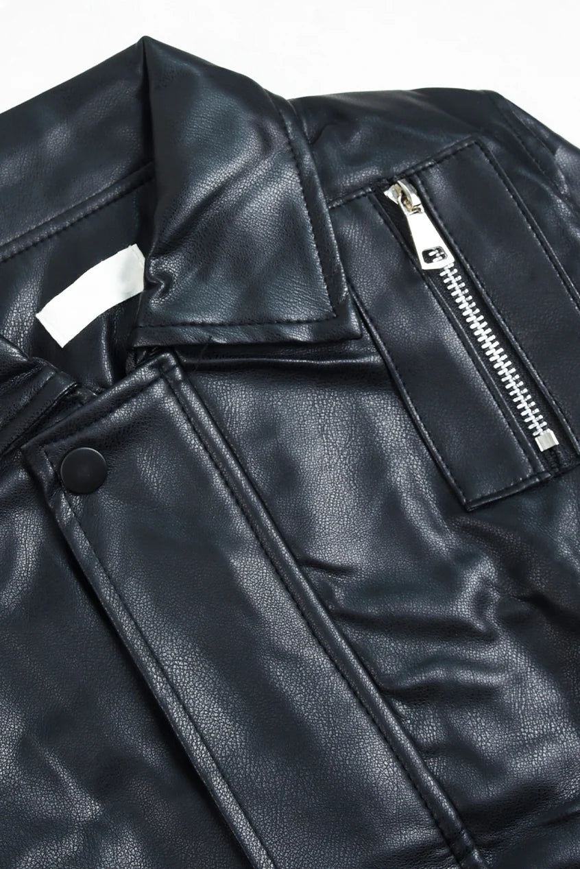 Premium Baby Leather Jacket With Hoodie (3PC) Set - IMPORTED