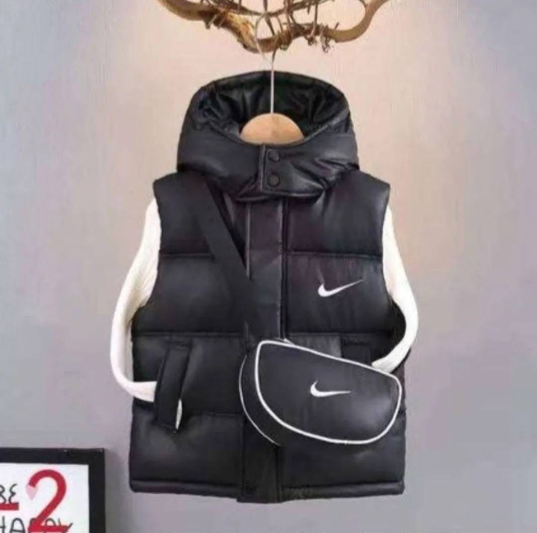 Baby Half Sleeves Puffer Jacket With Bag - IMPORTED