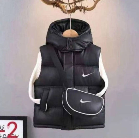 Baby Half Sleeves Puffer Jacket With Bag - IMPORTED