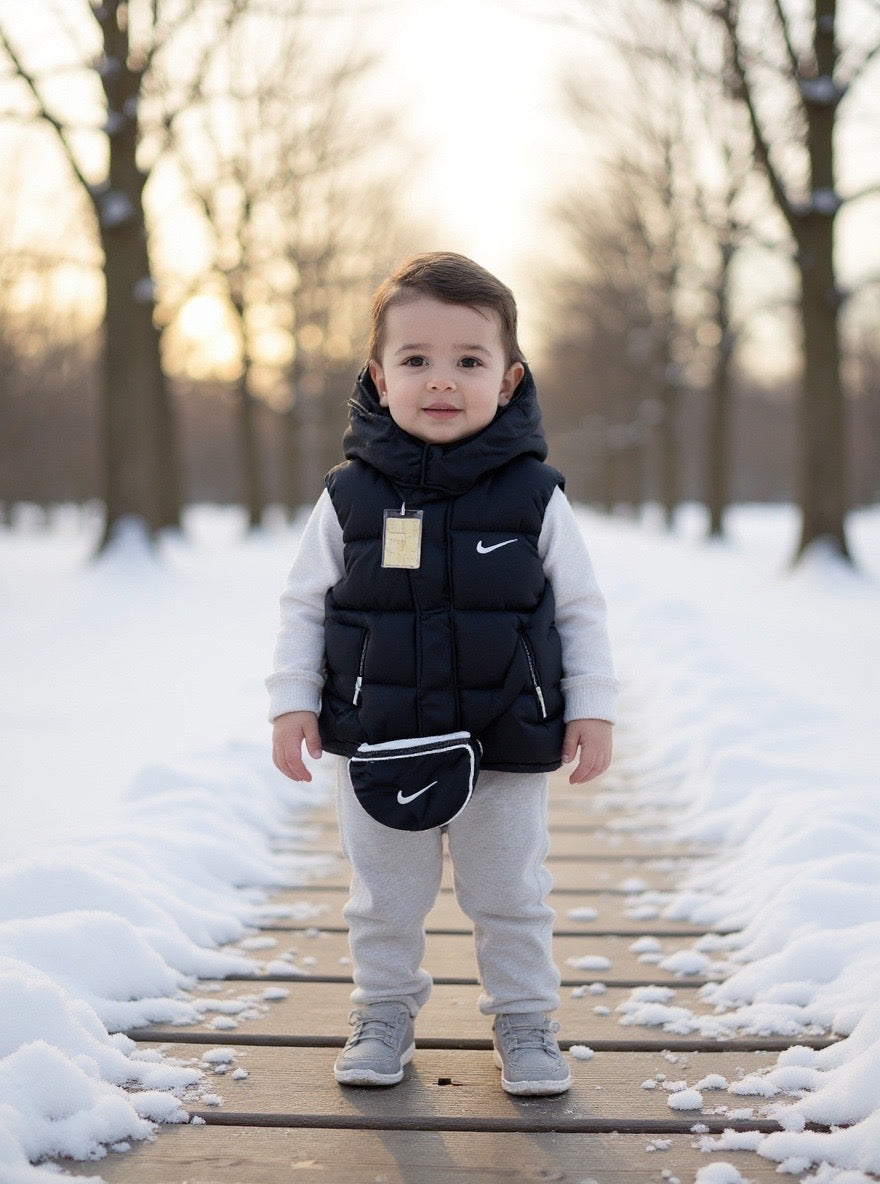 Baby Half Sleeves Puffer Jacket With Bag - IMPORTED