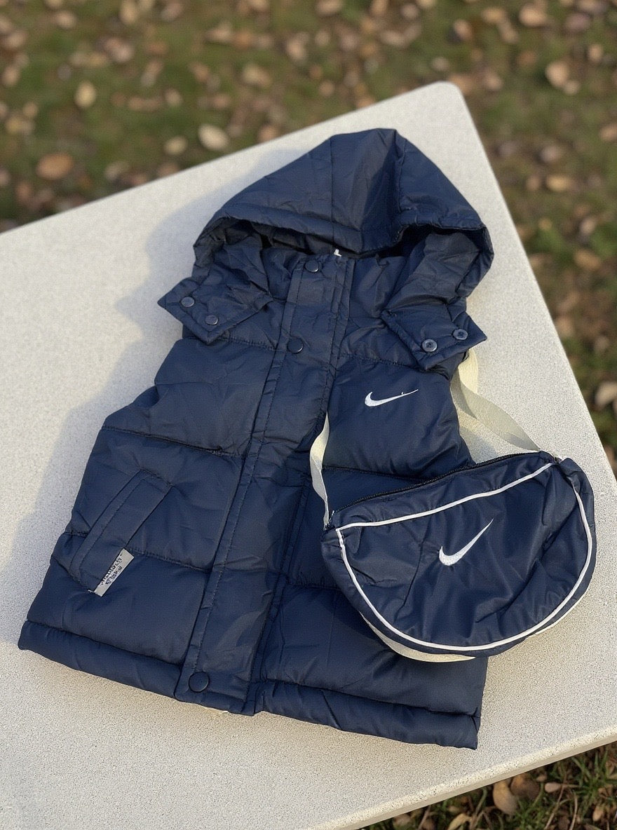 Baby Half Sleeves Puffer Jacket With Bag - IMPORTED
