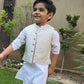 Kurta Pajama with Waist Coat- Boski and Plain White