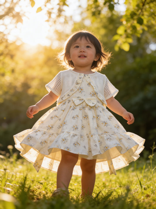 Tie Theme Baby Frock Set with WaistCoat- IMPORTED