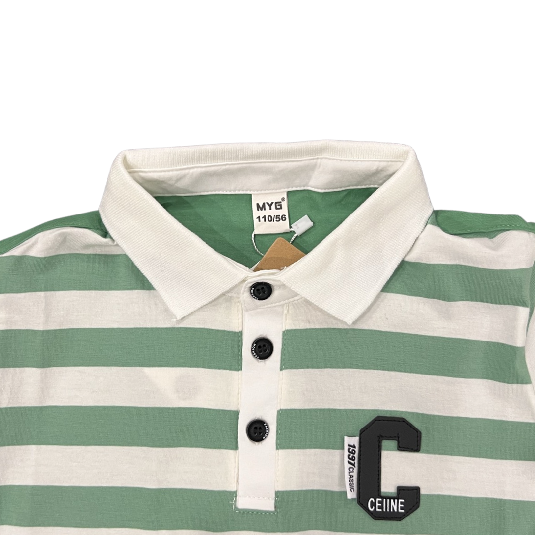 Classic Polo Shirt- White & Green