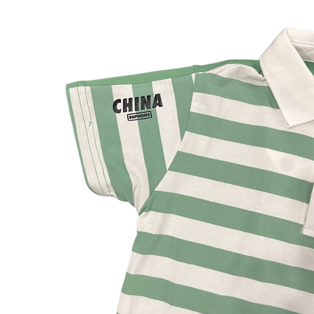 Classic Polo Shirt- White & Green