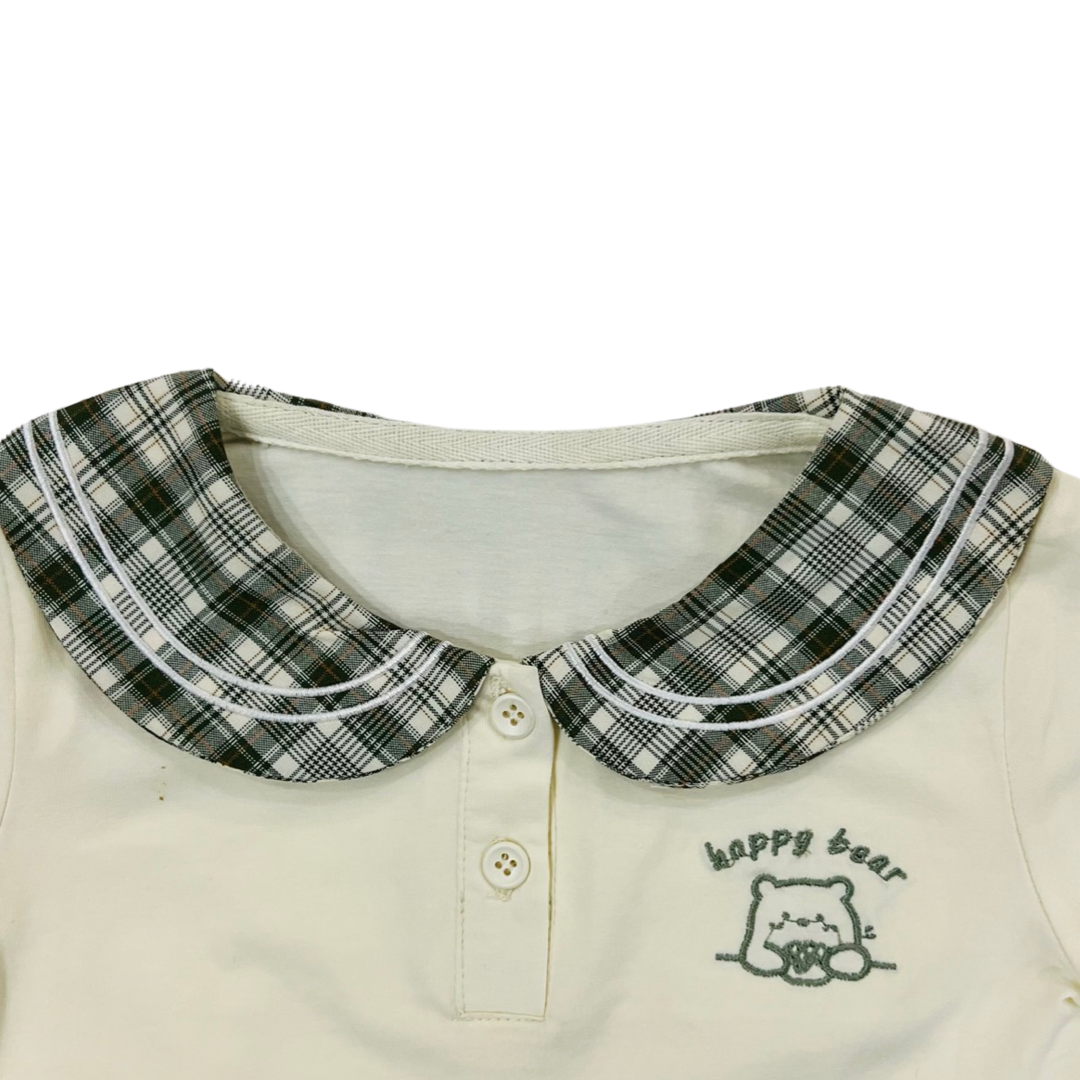 Bear Theme Set-  Shirt with Skirt - Pink & Green