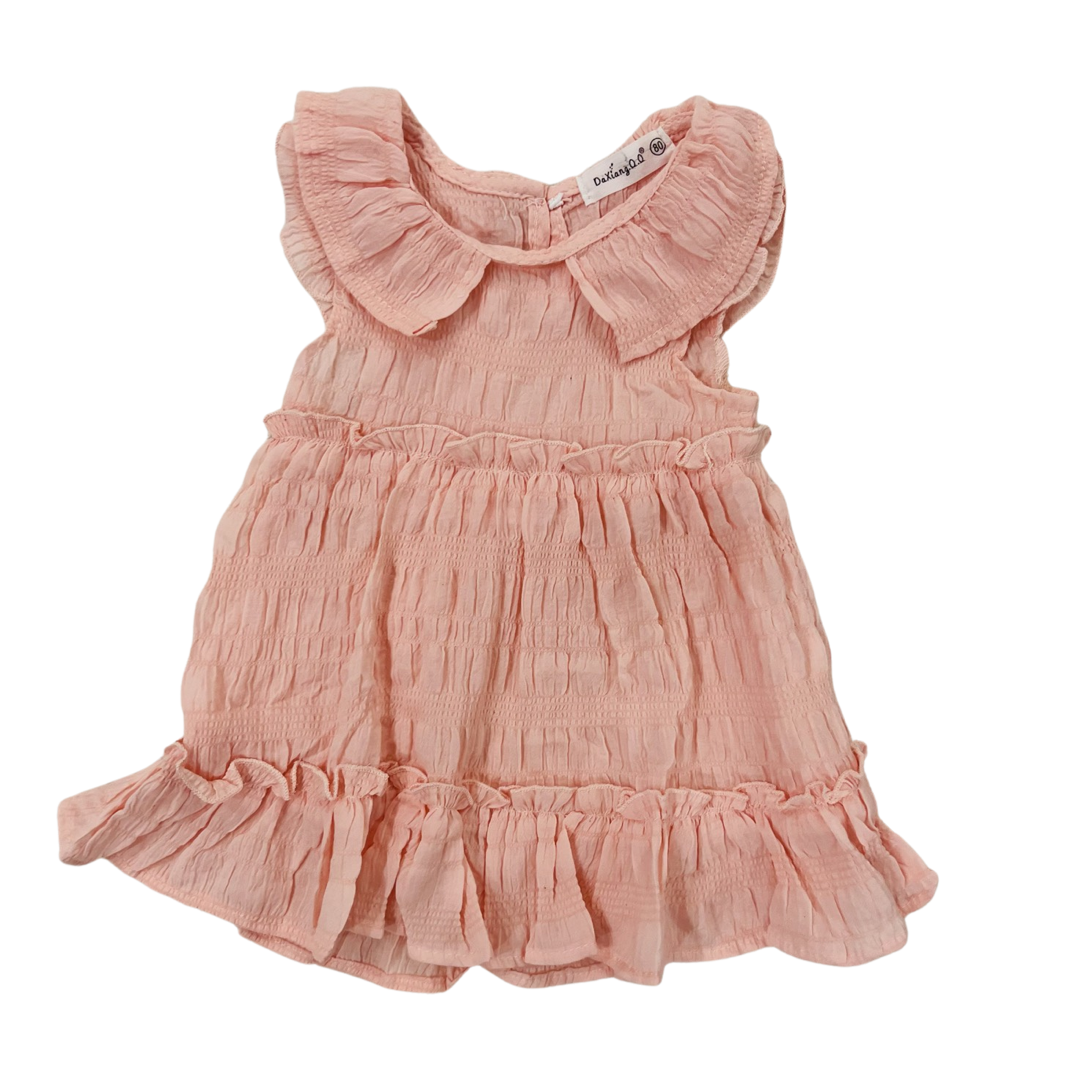 Baby Sleeveless Frock - Pink & White