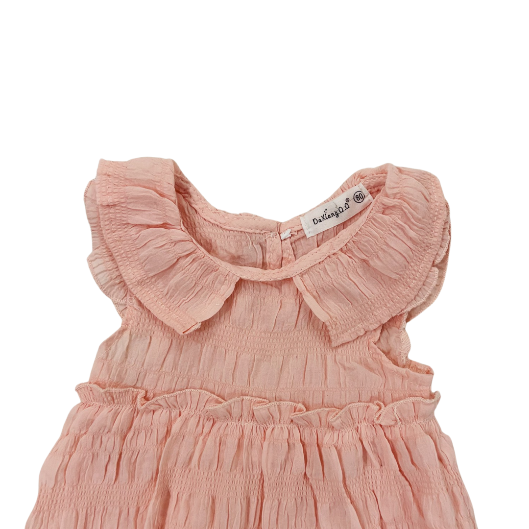 Baby Sleeveless Frock - Pink & White