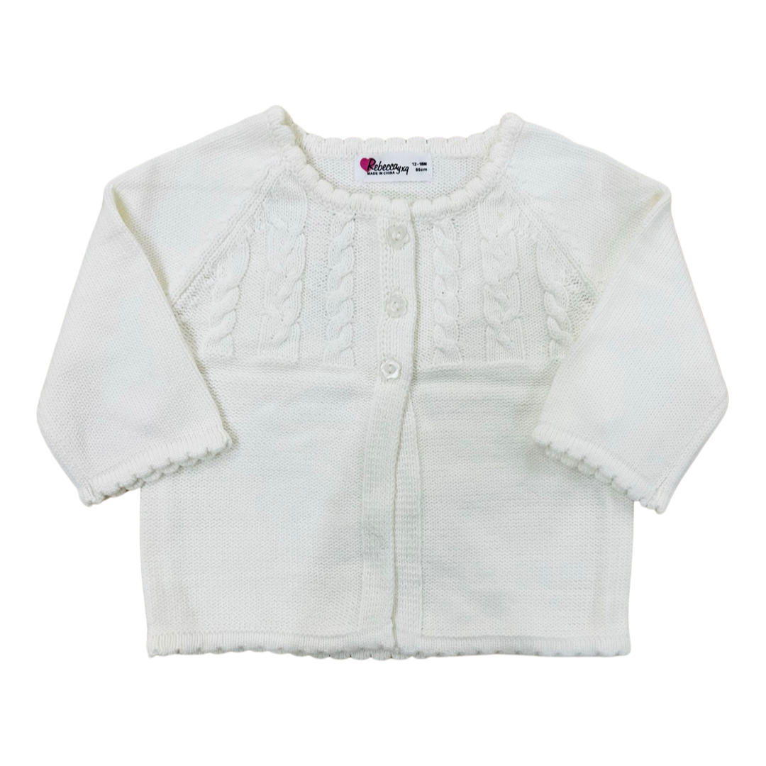 Baby Sweater- White and Plum